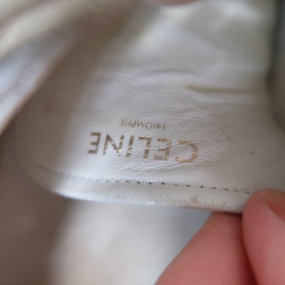 Celine Triomphe Low Lace-Up Sneaker Plain Logo Calfskin Suede Mens 9 - Picture 10 of 10